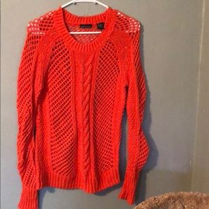 Loose cable knit crew neck sweater